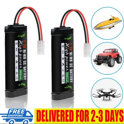 2x 7,2V 5000mAh NiMH Akku mit Tamiya Stecker  für RC Car Truck Flugzeug Boot DE - Bild 1 von 4