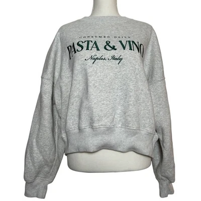 Sudadera Abercrombie Fitch Gris Pasta Vino Nápoles Italia Gráfica Cuello Redondo Mujer Foto 1 de 4