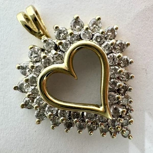10K 417 Gelbgold 5,9g 2,00ctw Diamant Herz Cluster Anhänger! (WMP015420) - Bild 1 von 8