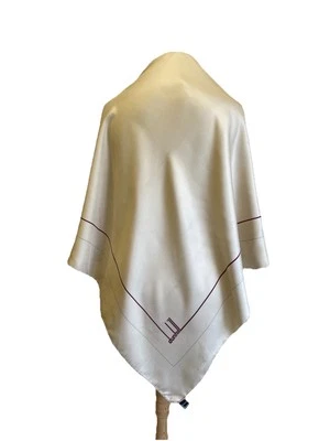 Y2# DUNHILL Vintage Bufanda de Seda Beige Minimalista Rayas Logo Estampado Hecho en Italia Foto 1 de 4