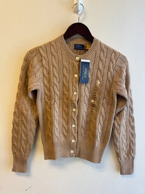 Cárdigan para mujer EXTRA pequeño/polo Ralph Lauren largo Sl algodón tejido con cable cejas Foto 1 de 4