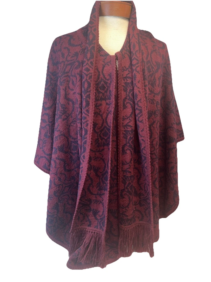 Poncho Capa Novica Mezcla Alpaca Flor Silvestre Peruana Ruana Talla Única Tejido Nuevo Foto 1 de 4