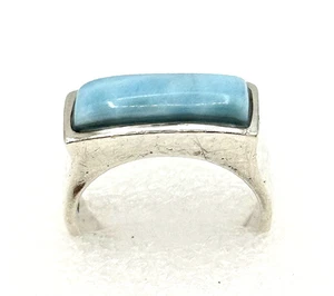 Larimar Sterling Silver RING 925 Stone 1” L 18mm W Size 9 - Picture 1 of 8