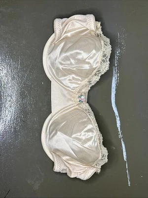 Sujetador sin tirantes de encaje blanco adorable vintage acolchado con aros 34B 850 3450 Foto 1 de 4