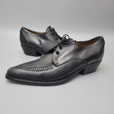 VTG GUESS Georges Marciano Womens 7 Oxford Block Heels Black Leather 90's Y2k - Image 1 of 4