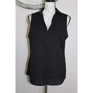 New York & Company ärmellose Bluse mit Knopfleiste - schwarz - Größe M - Bild 1 von 4