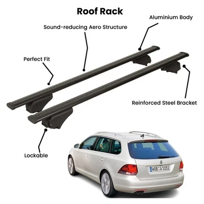 2 Pcs Black Cross Bars for  VOLKSWAGEN GOLF SW 2003-2009 Foto 1 de 4