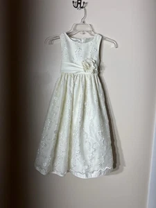 Girls Sz 7 Cinderella Princess Ivory Lace Beaded Dress - Picture 1 of 9
