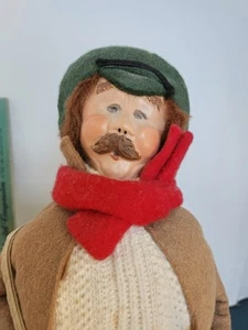 Byers Choice Golfer Golf Clubs Bag Plaid Knickers Sweater 2001 13" The Carolers - Picture 1 of 4