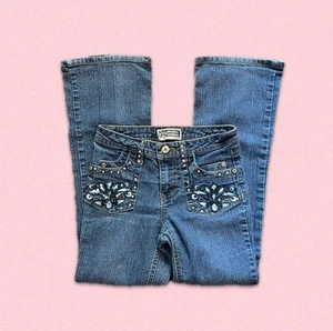 VTG 90s/Y2K Route 66 Embroidered Rhinestone Jeans Youth 10 - Picture 1 of 5