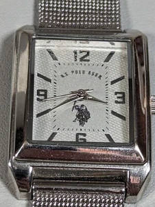 US Polo Assn. Silver Tone Rectangle Case Stainless Steel Mesh Style Band Watch - Picture 1 of 8