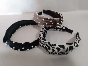 New 3 Pack Knotted Wide Headbands for Women Girls Pearl accents - Picture 1 of 4