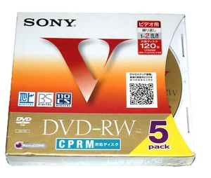 Pack 5 DVD-RW Sony 4,7gb 5DMW120GCV CPRM nuevo - Afbeelding 1 van 2