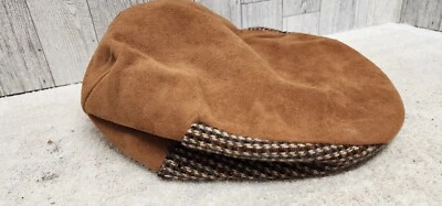 De Colección Dobbs Fifth Avenue New York Newsboy Cabbie Bronceado Sombrero Gorra Plana Lana Gamuza L/XL Foto 1 de 4