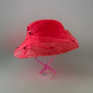 Estate Find RED CHURCH Hat W/Band & Netting HAT BOX Included Will Ad More Pic - Picture 1 of 1