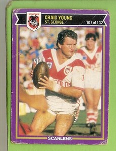 1987  ST GEORGE DRAGONS  SCANLENS  RUGBY LEAGUE CARD #102 CRAIG YOUNG