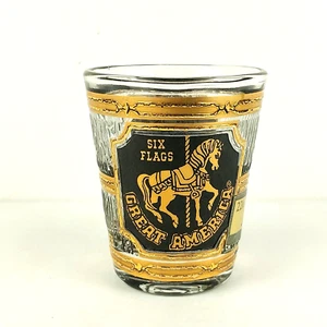 Vintage Culver 22K Gold Gilded Six Flags Souvenir Shot Glass Carousel Horse - Picture 1 of 5