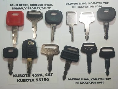 12 Key Set Cat, John Deere, Komatsu, Kato, John Deere, Kubota, Bobcat, Liebherr# - Image 1 of 4