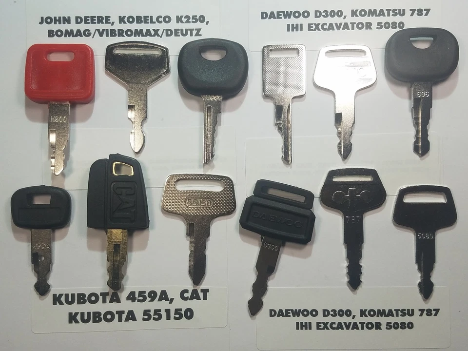 (12) Keys Cat, John Deere, Komatsu, Kato, John Deere, Kubota, Bobcat, Liebherr - Image 1 of 4
