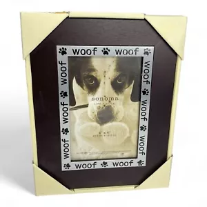 Sonoma Lifestyle Woof & Pfotendruck Fotorahmen schwarz & silber Dekor Geschenk 4 x 6 - Bild 1 von 5