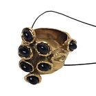 YVES SAINT LAURENT Vintage Arty Collection Black Cabochon Gold Tone State Ring
