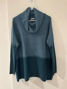Smartwool Sweater Women's Sz M Blue Green Cowl Neck Long Sleeves Wool Blend - Picture 1 of 7