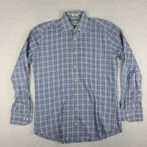 Peter Millar Shirt Mens Medium Blue Gray Plaid Dress Button Up TURKEY MADE - Picture 1 of 10