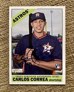 2015 Carlos Correa Topps Heritage Rookie Auto Real One Blue Ink RC - Picture 1 of 3