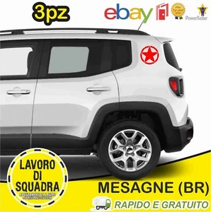 3 Adesivi Stella Militare cm 20 US ARMY Jeep renegade fuoristrada 4X4 ROSSO - Picture 1 of 1