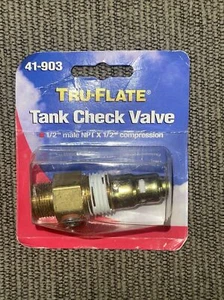 Válvula de retención de tanque, Tru-Flate #41-903 1/2" macho NPT x 1/2" compresión EE. UU. NUEVO - Imagen 1 de 1
