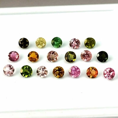4X4 mm Round Tourmaline Multi Color Faceted Natural Calibrated Gemstone 18 Piece - Image 1 of 4