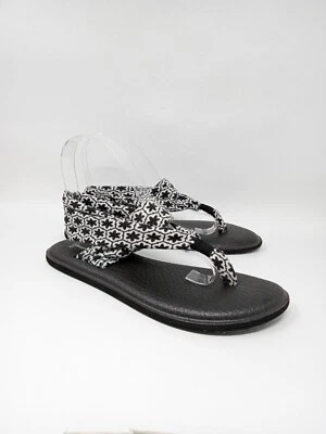 Sandalias Sanuk Yoga Mat, estampado de flores blanco/negro, para mujer talla US 7 Foto 1 de 4
