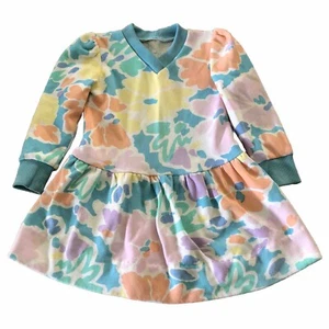 Vintage Girls Dress Size 3 Ken Done Vibes 80s Fleece Dress - Picture 1 of 5