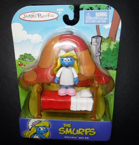 The SMURFS Smurfette & Bed 2.5 inch action figure set Peyo Jakks Pacific 2009 Cover