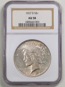 1927-D $1 Peace Silver Dollar AU58 NGC 1800660-003 - Picture 1 of 4