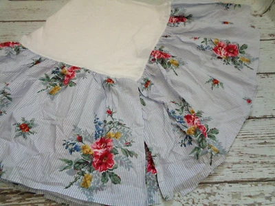 Falda de cama Ralph Lauren CHAPS Nantucket a rayas talla doble floral con rayas azules Foto 1 de 4