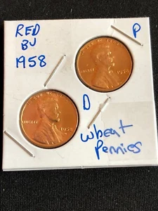1958 P & 1958 D Red wheat pennies Lot of 2**mint condition  - Bild 1 von 2