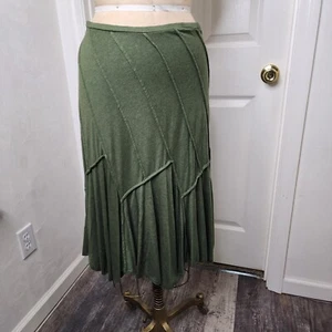 Max Studio Knit Olive Green Vintage Hippie Boho Skirt M - Picture 1 of 9