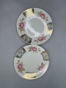 Bavaria Corona Qualität White Gold Floral 2 Piece Dessert Plate - Picture 1 of 7