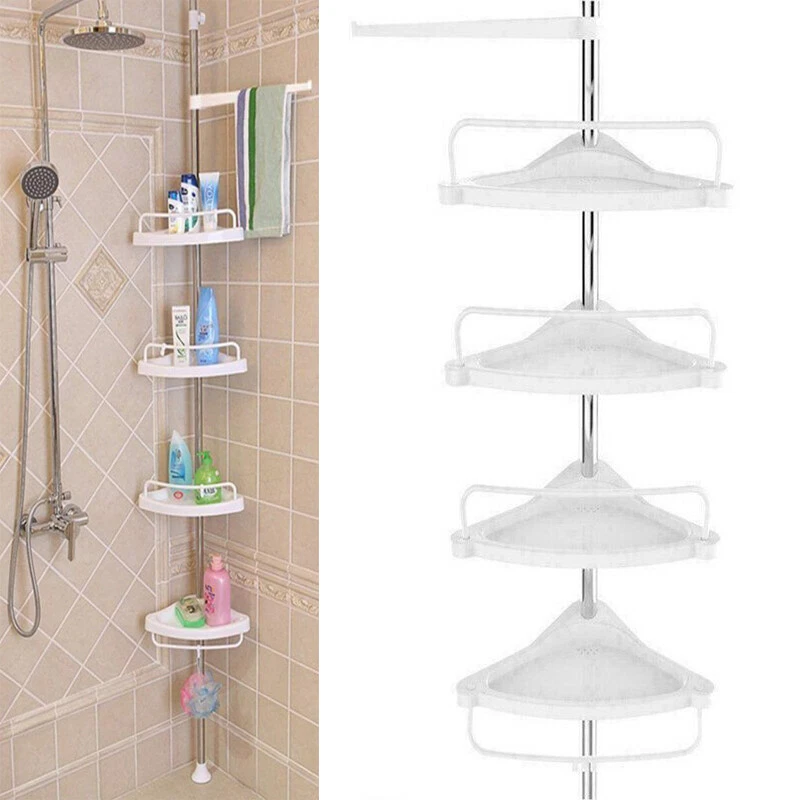 4 Tier Telescopic Bathroom Wall Corner Shelf Rack Shower Caddy Storage Organizer