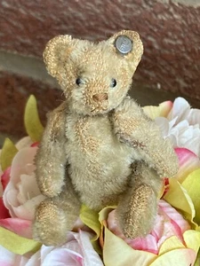 Steiff früher antiker Mohair Mini Bär 3,5" lang F Knopf selten Vorkrieg einmal weiß? - Bild 1 von 16