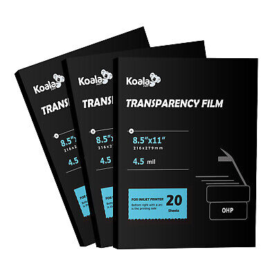 100% Clear Transparency Film For Inkjet Printer 8.5x11 60 Sheets Screen Printing • 18.99$
