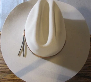 JOHN B. STETSON 4XXXX BEAVER TAN LEATHER DIAMOND BAND COWBOY HAT SIZE 56/7 - Picture 1 of 6