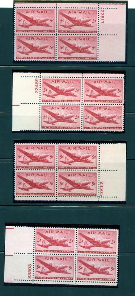 US C32  DC-4 Skymaster 5c - Plate Block of 4 - MNH - 1946 - - Image 1 of 1