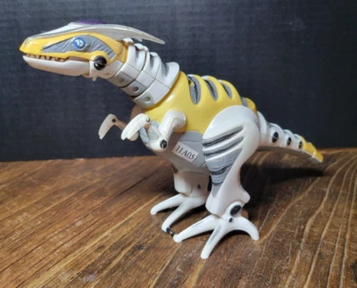 Rare Mustard Gold & White WowWee Robotics Mini RoboRaptor Dinosaur Not Walking - Image 1 of 4