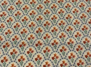 "Scallop Ditzy" Floral Fabric Remnant By Michael Miller Orange Green Blue White - Picture 1 of 8