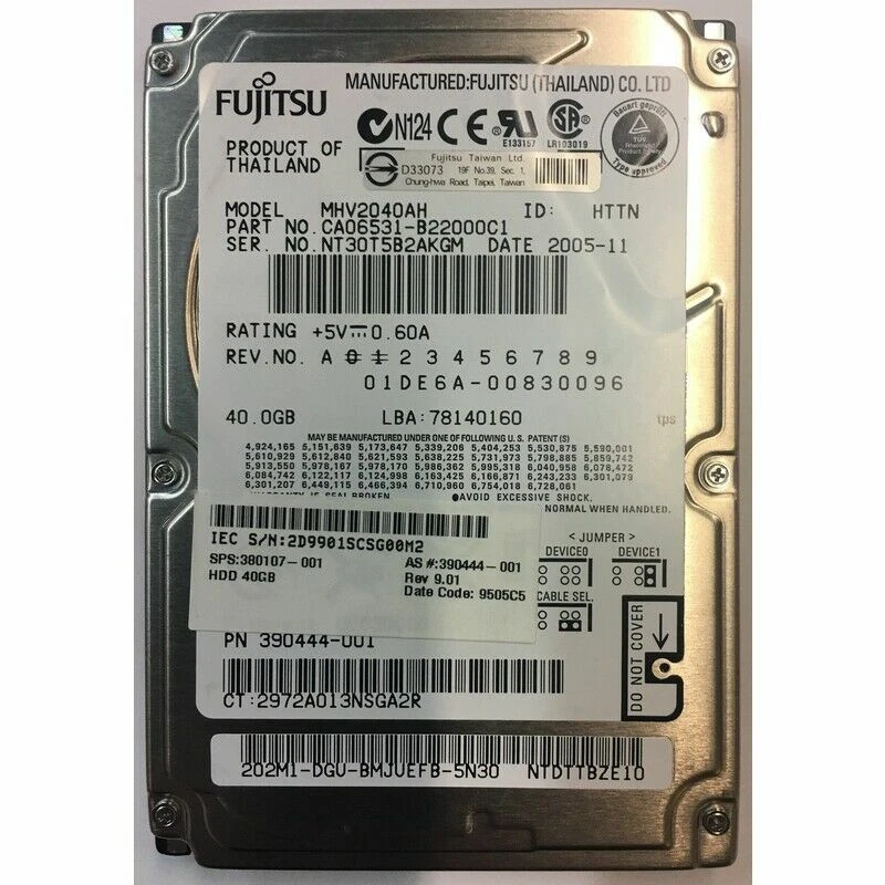 HP 40GB 5400RPM IDE 2.5" 390444-001 379808-001 - Image 1 of 1