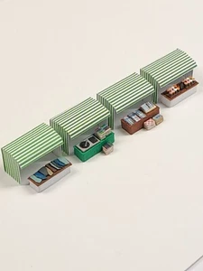 N gauge market stalls x4 Used Vinyl, Chocolate, Designer shirts & jeasn job lot - Picture 1 of 17
