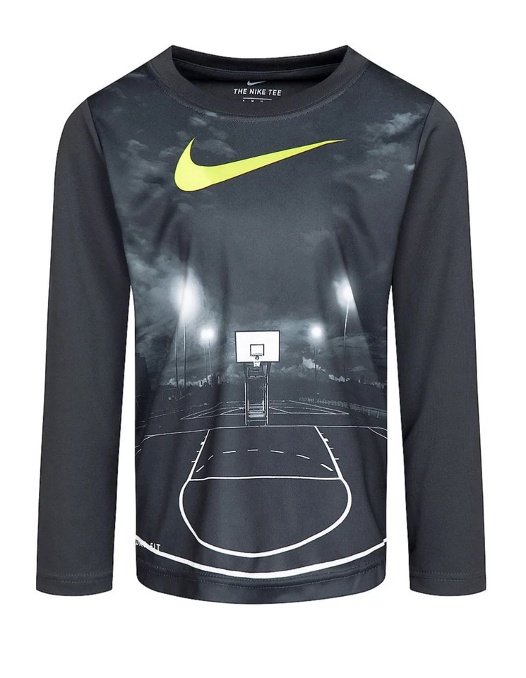 Nike Boys DRI-FIT Long Sleeve Shirt Basketball Court Size 6