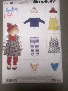 Simplicity #8706 BABY JUMPER, BIB, HAT, LEGGINGS, TOP Sewing Pattern Uncut XXS-L - Picture 1 of 4